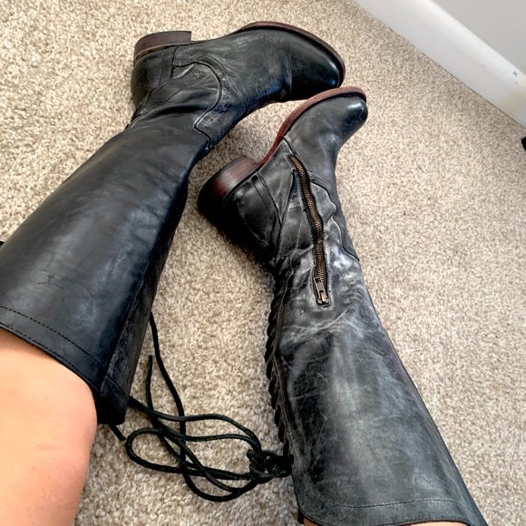 Freebird Stag Lace Up Distressed Leather Boots Size 8 - Picture 2 of 16